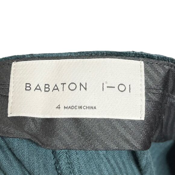 Aritzia Babaton Albers Pants Women’s Size 4 Dark Green Corduroy Kick Flare Crop - Picture 10 of 12